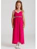 Beaded V Neck Chiffon Summer Wedding Flower Girl Dress 